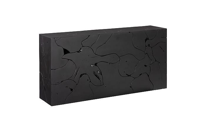 Teak Slice Console Table, Black