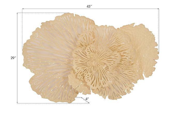 Flower Wall Art, Medium, Ivory, Metal