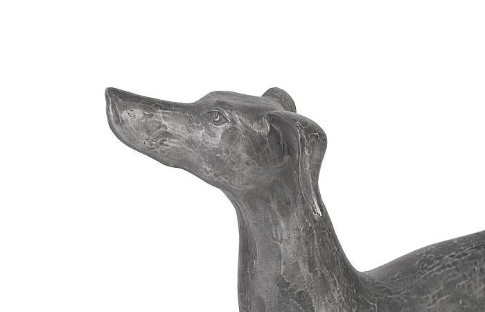Prancing Dog Sculpture, Black/Silver, Aluminum