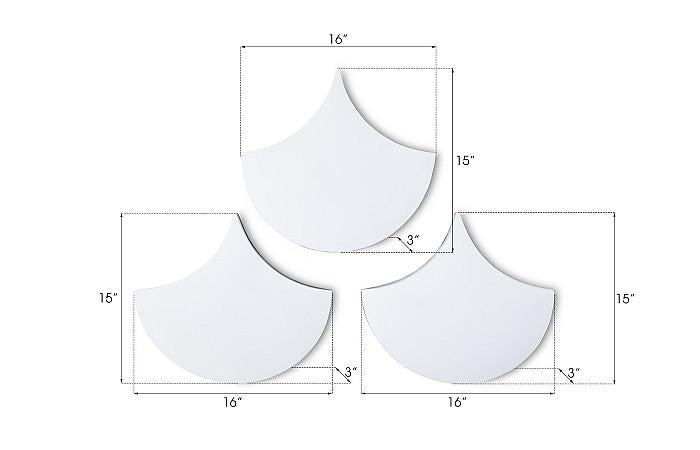 Scales Wall Tiles, Glossy White, Set of 3