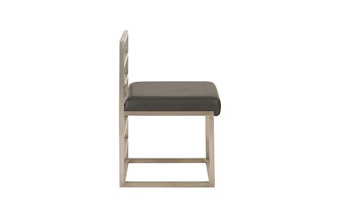 Ladder Dining Chair Low Back, Gray/Silver Finish