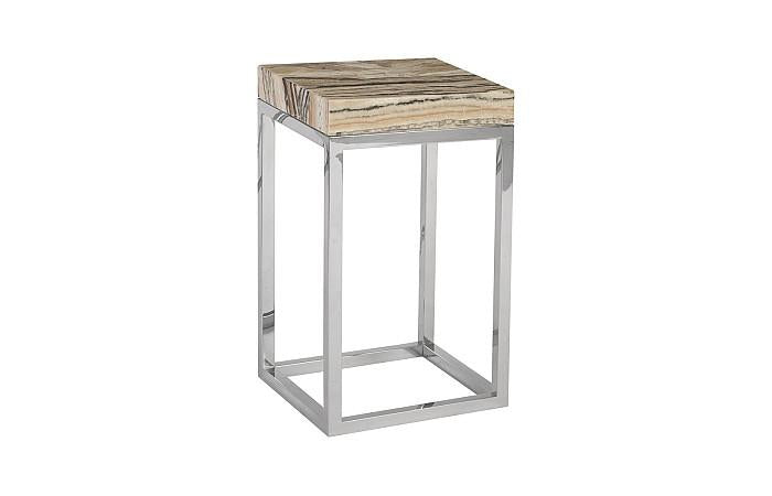 Onyx Side Table, Stainless Steel Base