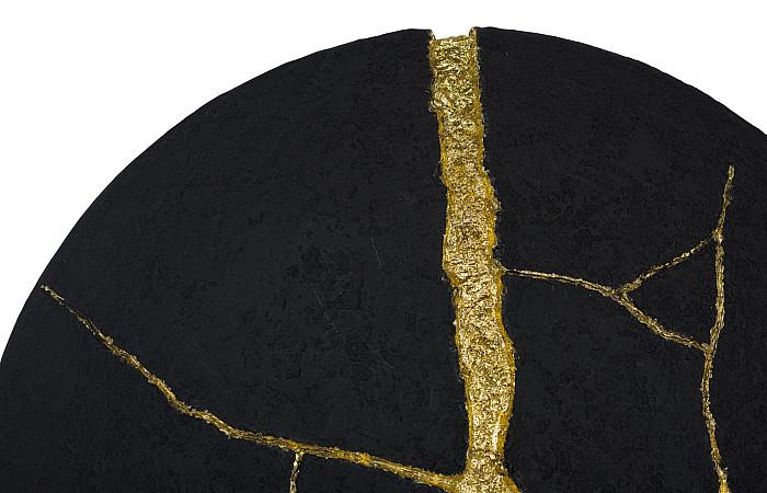 Rift Wall Tile, Circle, Matte Black, Gold Leaf
