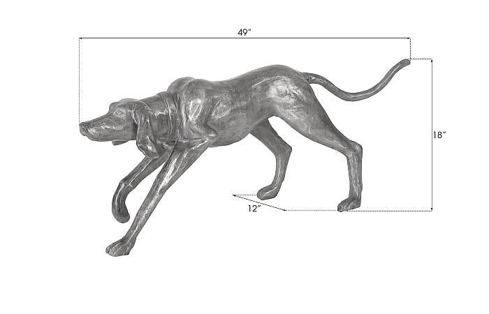 Walking Dog Sculpture, Black/Silver, Aluminum