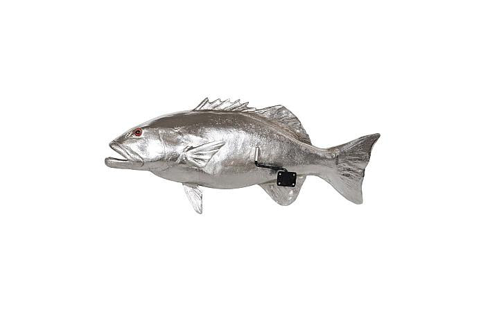Coral Trout Fish Wall Sculpture, Resin, Silver Leaf
