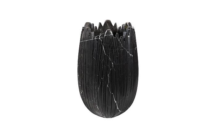 Marble Cocoon Vase, Black, Small