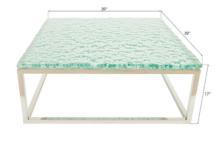Bubble Glass Coffee Table, Stainless Steel Base