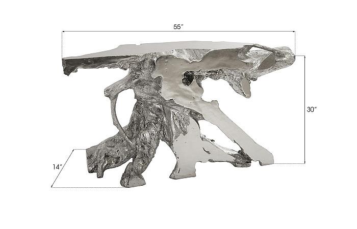 Sable Cast Root Console Table, Silver Leaf