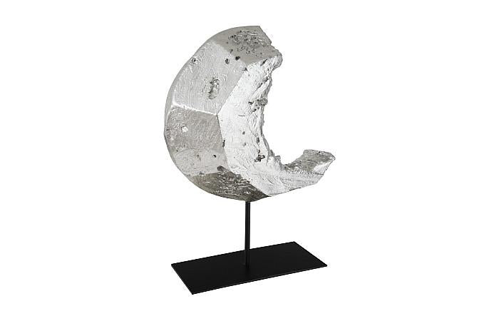 Cast Eroded Wood Circle on Stand, Silver Leaf, Assorted