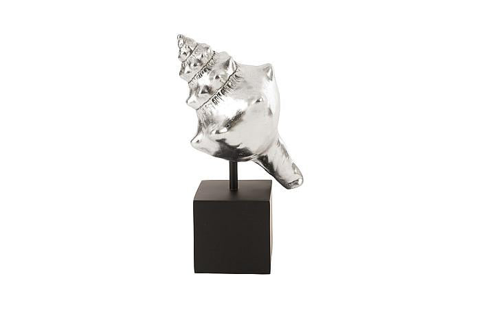 Conch Table Sculpture, Silver Leaf
