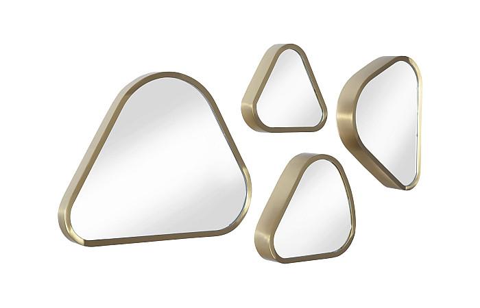 Pebble Mirrors, Set of 4, Brushed Brass