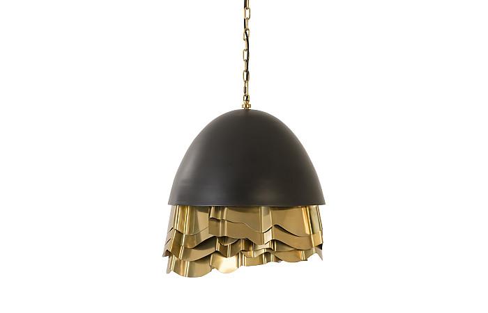 Ruffle Chandelier, Black/Brass