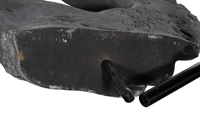 Colossal Cast Stone Sculpture, Single Hole, Charcoal Stone