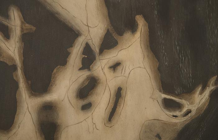 Cast Petrified Wood Stool, Resin, Square