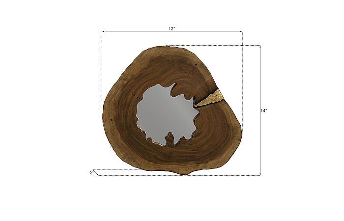 Molten Mirror Wall Tile, Poured Brass in Wood