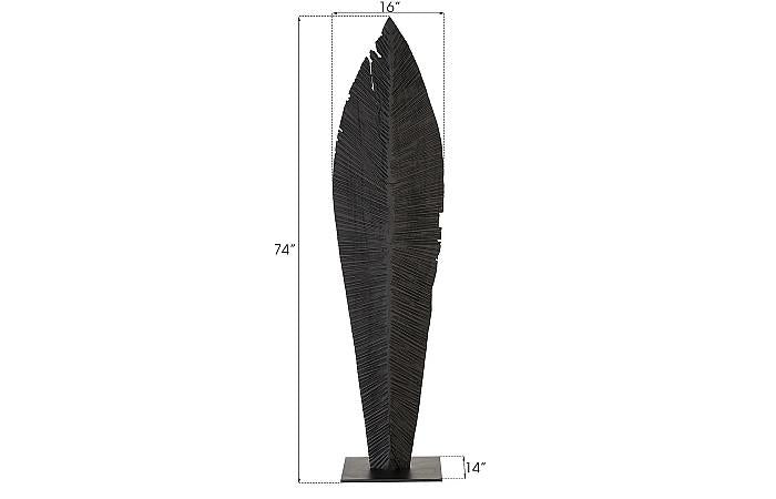 Carved Leaf on Stand, Burnt, LG