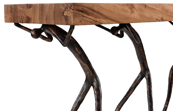 Atlas Console Table, Chamcha Wood, Natural, Metal