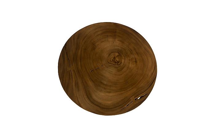 Chuleta Bar Table on Black Metal Base, Chamcha Wood, Natural