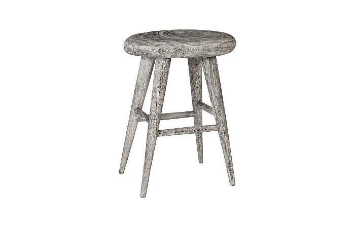 Smoothed Counter Stool, Chamcha Wood, Gray Stone, Oval
