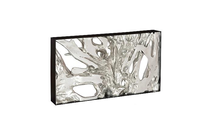 Cast Root Metal Framed Console Table, Resin, Silver Leaf, SM