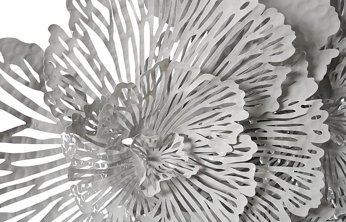 Flower Wall Art, Large, Gray, Metal
