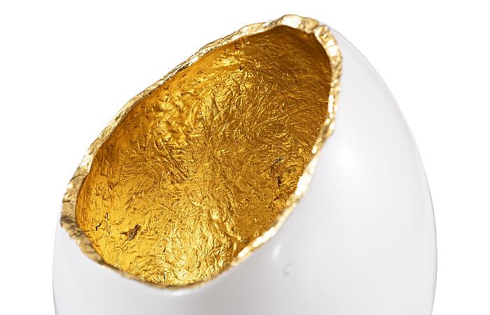 Broken Egg Vase, White and Gold Leaf