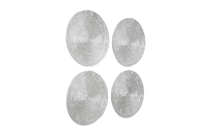Ripple Wall Disc, Set of 4, Resin, LG, Silver Leaf with Antiquing