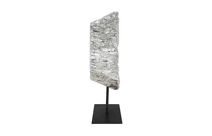 Cast Eroded Wood Circle on Stand, Silver Leaf, Assorted