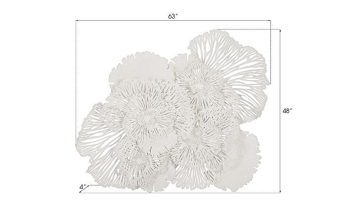Flower Wall Art, Large, White, Metal