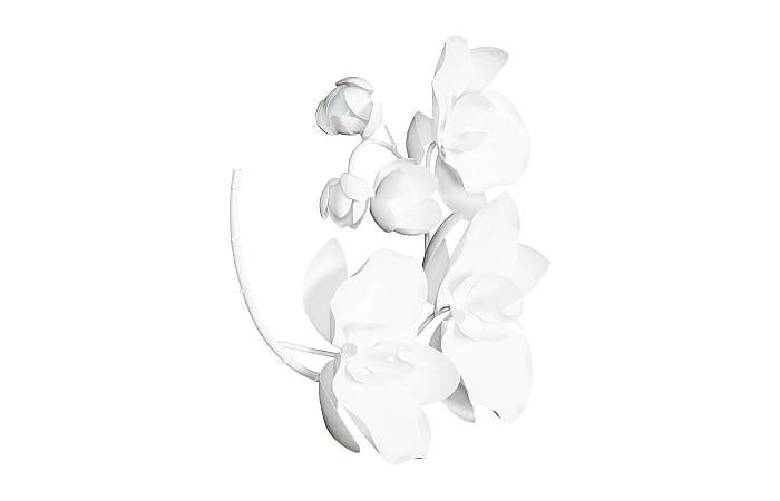 Orchid Sprig Wall Art, Small, Metal, White
