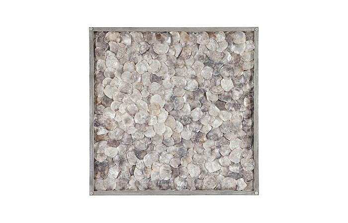 Shell Coffee Table, w/Glass, Ming SS Legs