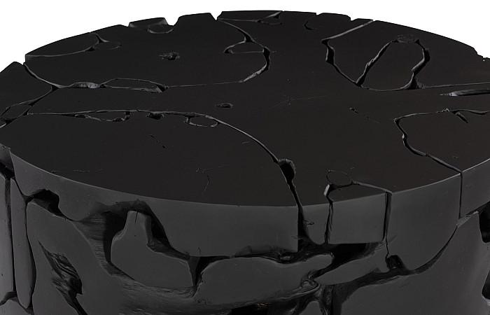 Teak Chunk Round Coffee Table, Black