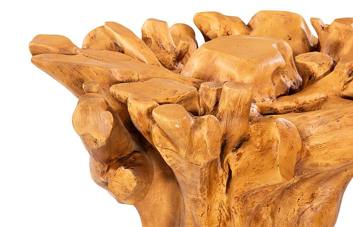 Root Dining Table Base, 60 Round Glass Top, Faux Bois