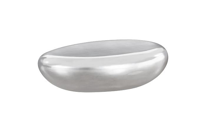 River Stone Coffee Table, Liquid Silver, Large
