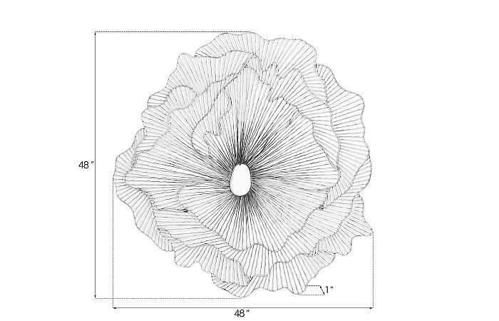 Poppy Flower Wall Art, Silver/Black, LG