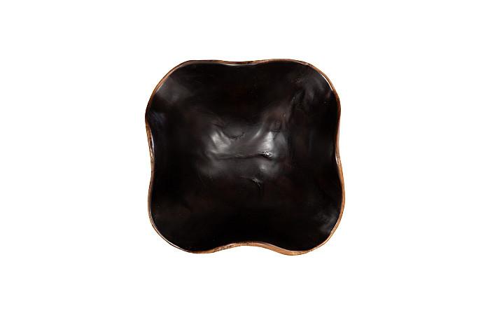 Teak Wood Bowl, Black And Natural