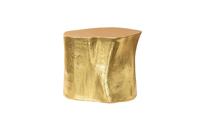 Log Dining Table, 60" Glass Top, Gold Leaf