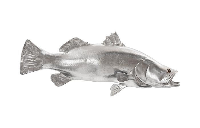 Barramundi Fish Wall Sculpture, Resin, Silver Leaf