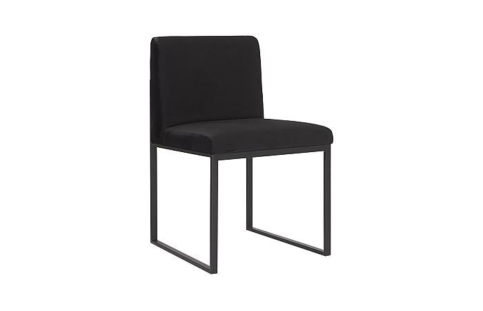 Frozen Dining Chair, Black Velvet Fabric, Matte Black Metal Frame