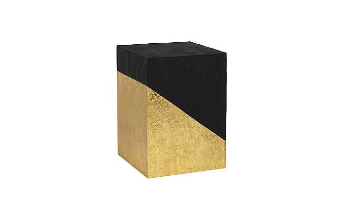 Scorched Side Table, Black and Gold Leaf