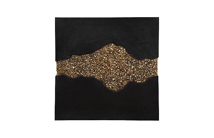Geode Texture Panel Black and Gold, Wall Decor