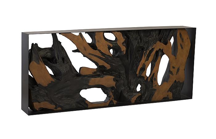 Cast Root Metal Framed Console Table, Resin, Brown
