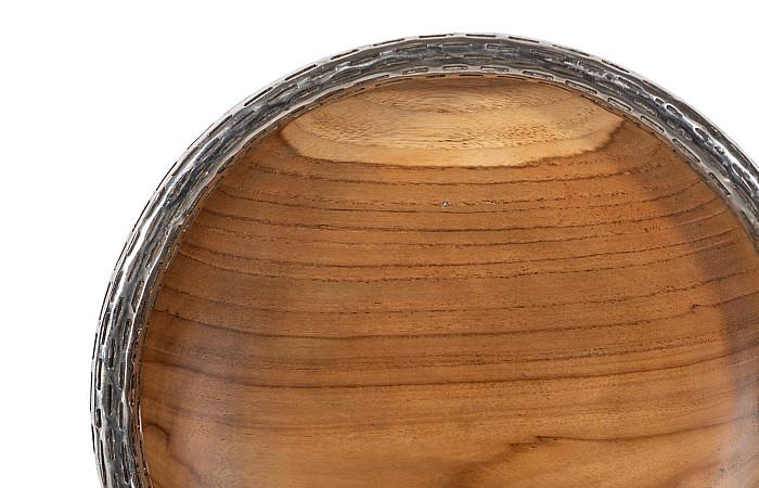 Teak Wood Bowl Wall Art, Metallurgy Edge, SM