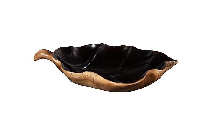 Leaf Bowl, Teak Wood, Natural & Black