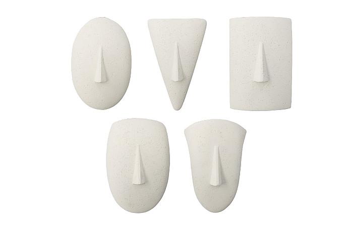 Geometric Cycladic Wall Art, Set of 5, White Stone
