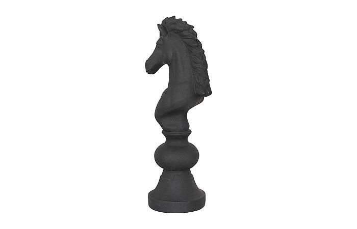 Knight Chess Sculpture, Cast Stone Black, Small