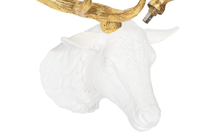 Stag Deer Head, White, Gold Leaf