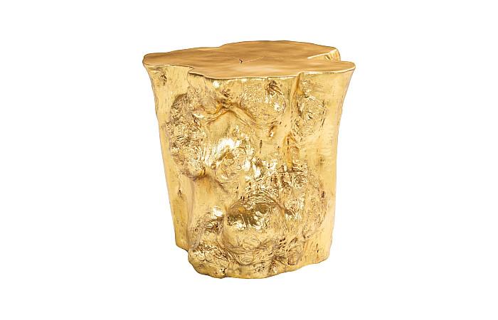 Log Side Table, Gold Leaf
