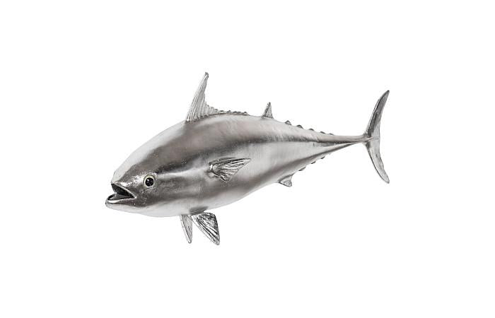 Mackerel Fish Wall Sculpture, Resin, Silver Leaf