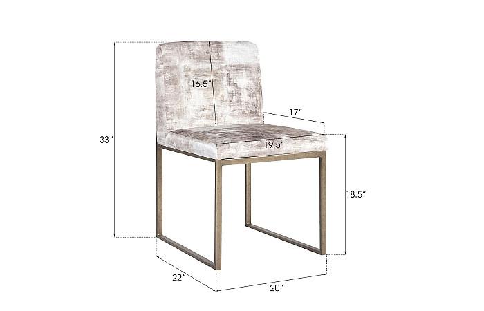 Frozen Dining Chair, Beige Mist Fabric, Antique Brass Metal Frame